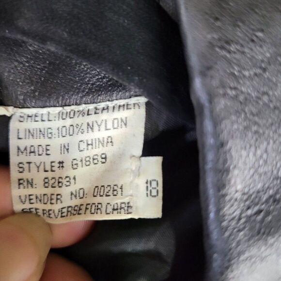 Vintage 80s Newport News Leather Coat Blazer Notched Collar Button Down Black 18 - Picture 13 of 15